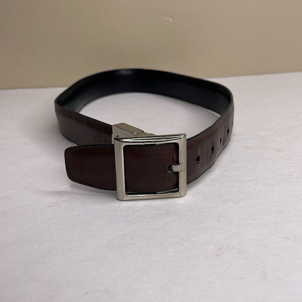 CHAPS Belt Brown Vegan Leather silver Buckle Boy’s XS 19-24